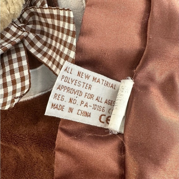 Bearington Bear Baby Football Sports  Bow Brown Satin Blankie Plush - Picture 3 of 7